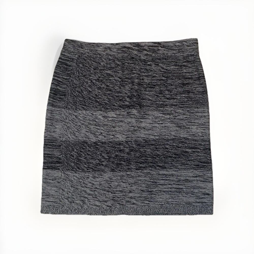 Loft Skirt Short Mini Knit Womens Size M Gray Heather Striped Black